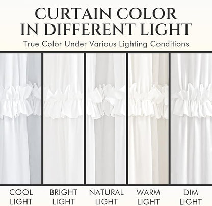 LIPA Boho Rustic White Ruffle Shower Curtain 72x78 Inches | Farmhouse Shower Curtains for Bathroom,Water‑Resistant Fabric Shower Curtain,Bohemian Bathroom Decor