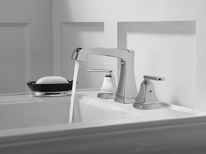 Delta Ashlyn Chrome Bathroom Faucet 3 Hole, 8 Inch Widespread Bathroom Sink Faucet for Vanity, Metal Push-Pop Drain Assembly, Chrome 3564-MPU-DST