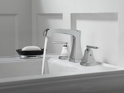 Delta Ashlyn Chrome Bathroom Faucet 3 Hole, 8 Inch Widespread Bathroom Sink Faucet for Vanity, Metal Push-Pop Drain Assembly, Chrome 3564-MPU-DST