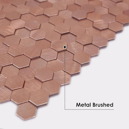 STICKGOO Peel and Stick Backsplash Tiles, Stick on Mosaic Self Adhesive Tiles, 3D Hexagon Backsplash for Kitchen Bathroom Fireplace Vanity (8PCS, Rose Gold)