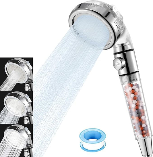 Vacto High Pressure Handheld Shower Head with Filter, Hard Water Softener Water Purifying Filtered Showerheads with Filter Beads, Shower Head Kits (No Hose and Bracket)