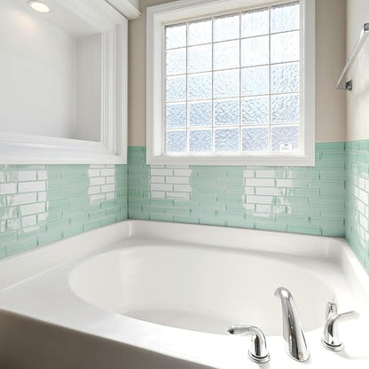 Art3d Seaglass Subway Design Peel and Stick Backsplash, 10-Pack, Aqua Green | 12 x 12 Inch, Water Resistant, Durable, Easy to Installation, Coastal Style, for Modern Home Decor, Kitchen, Home Improvement