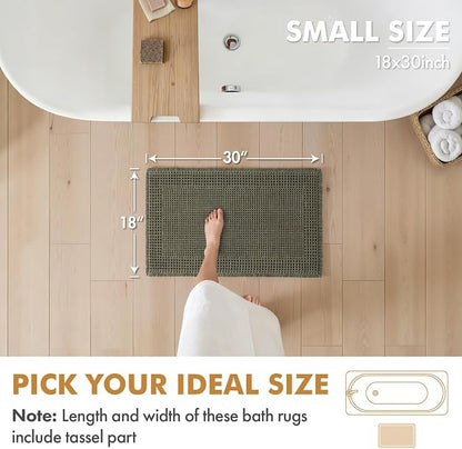 MIULEE Set of 2 Waffle Bathroom Rugs Bordered Bath Mat Green 18x30 Inch | Non Slip, Super Absorbent, Washable, Ultra Soft, Rubber Backed Bath Rugs for Bathroom Floor Tub and Shower, Boho Decor