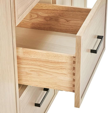 ARIEL Kelly 72-inch Bathroom Vanity with Sink,Solid Wood, 1.5-inch Carrara White Quartz Countertop, Double Rectangular Porcelain Sink, 4 Soft Closing Doors, 5 Dovetail Drawers, White Oak