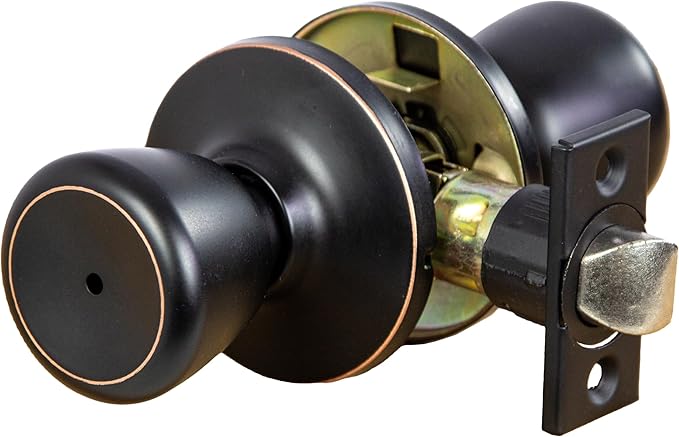 Design House Terrace Door Knob and Hardware, ANSI Grade-3 Certified, Bedroom/Bathroom Privacy Lock, Multiple Length Door Backset, Oil-Rubbed Bronze, 1.85 in. Diameter, 728725
