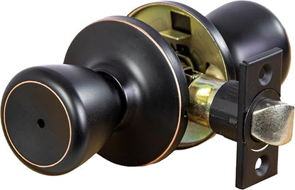 Design House Terrace Door Knob and Hardware, ANSI Grade-3 Certified, Bedroom/Bathroom Privacy Lock, Multiple Length Door Backset, Oil-Rubbed Bronze, 1.85 in. Diameter, 728725