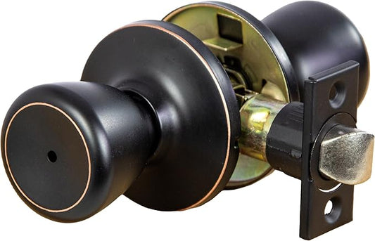 Design House Terrace Door Knob and Hardware, ANSI Grade-3 Certified, Bedroom/Bathroom Privacy Lock, Multiple Length Door Backset, Oil-Rubbed Bronze, 1.85 in. Diameter, 728725