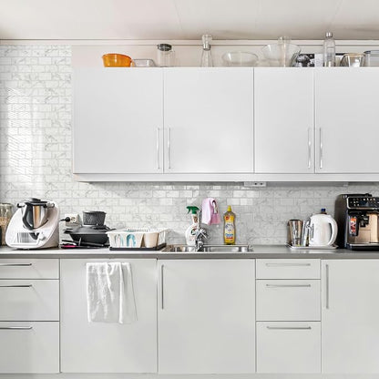 STICKGOO Subway Tile Peel and Stick Backsplash, Thicker Design 12" x 12" Stick on Backsplash Tiles for Kitchen, Bathroom, Wall Tile (10 Sheets, Grey Marble Look)