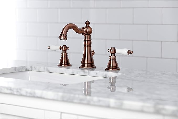 Fauceture FSC197APLAC American Patriot Widespread Bathroom Faucet with Brass Pop-Up, Antique Copper