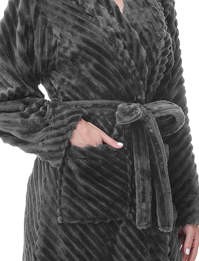 Yurhap Premium Robes for Women - Super Soft Cozy Fleece Womens Robe Plush Long Bathrobe