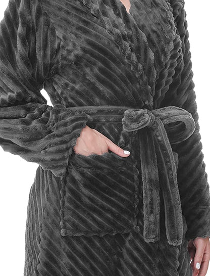 Yurhap Premium Robes for Women - Super Soft Cozy Fleece Womens Robe Plush Long Bathrobe