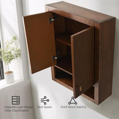 Vanity Art Vanity with Storage Cabinet & Shelves, Free-Standing Vanity with Soft-Closing Doors, Walnut, Golden Brushed Handware VA91-TC-Walnut-GB