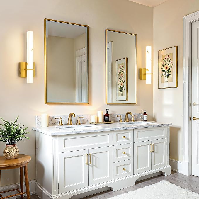 15 inch Gold Wall Sconces Hardwired LED Wall Sconces Set of Two Modern Bathroom Sconce 5CCT Dimmable Bathroom Vanity Light for Mirror Living Room Hallway