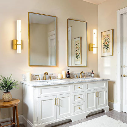 15 inch Gold Wall Sconces Hardwired LED Wall Sconces Set of Two Modern Bathroom Sconce 5CCT Dimmable Bathroom Vanity Light for Mirror Living Room Hallway