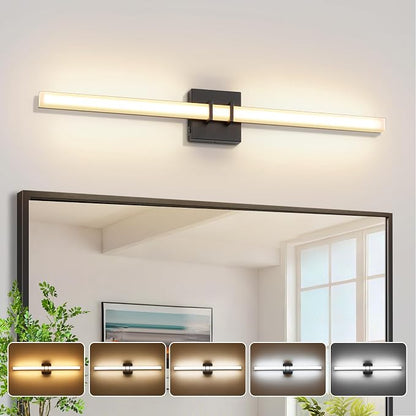 Modern Black Vanity Light Bar 32 Inch, 24W 5CCT Dimmable Bathroom Light Fixtures LED Wall Lighting Fixture