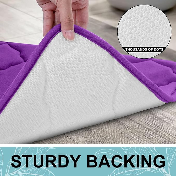 OLANLY Memory Foam Bath Mat Rug 44x24, Ultra Soft and Absorbent Bathroom Rugs, Non-Slip, Comfortable, Machine Washable Bath Carpet for Bathroom Floor, Tub, Shower and Home Decor Accessories, Purple