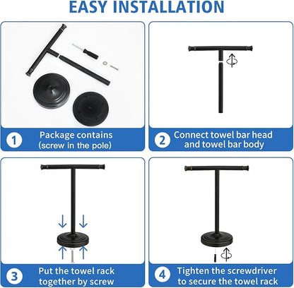 RUMOSE Oil Rubbed Bronze Hand Towel Holder Stand Countertop Towel Rack | 13 Inch Bathroom Kitchen Vanity T-Shape Towel Stand Free Standing Stainless Steel Towel Bar Towel Ring