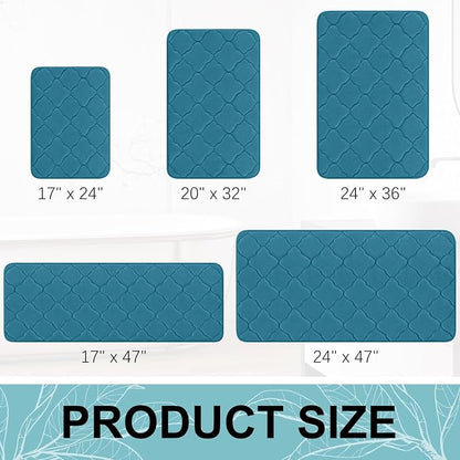 OLANLY Memory Foam Bath Mat Rug 36x24, Ultra Soft and Absorbent Bathroom Rugs, Non-Slip, Comfortable, Machine Washable Bath Carpet for Bathroom Floor, Shower and Home Decor Accessories, Peacock Blue