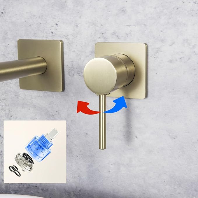 BiaoTeng Concealed Faucets for Bathroom Sinks Single Handle Hot and Cold Bathroom Vanity for Wall Mounted Faucet Single Handle Brass Grey