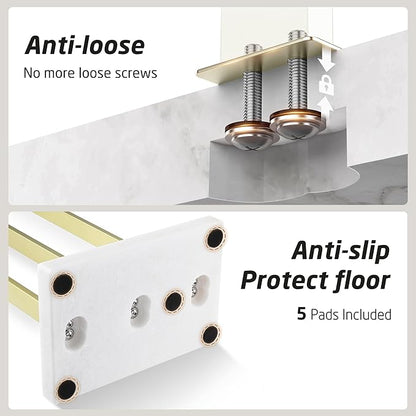 KES Standing Towel Rack 3-Tier with Marble Base, Brushed Gold Towel Rack Stand for Bathroom Floor, Fits Large Bath Towel & Hand Towel, 18/8 Stainless Steel, BTH217S3-BZ