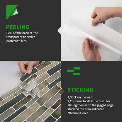 LONGKING Marble Peel and Stick Backsplash for Kitchen, 3D Adhesive Tile Backsplash for Kitchen, Bathroom, Wall Tile, 10 Sheets, 12" x 12" | Peel and stick backsplash, self-adhesive wall tile, marble, waterproof, kitchen bathroom wall, 10-sheet, set D