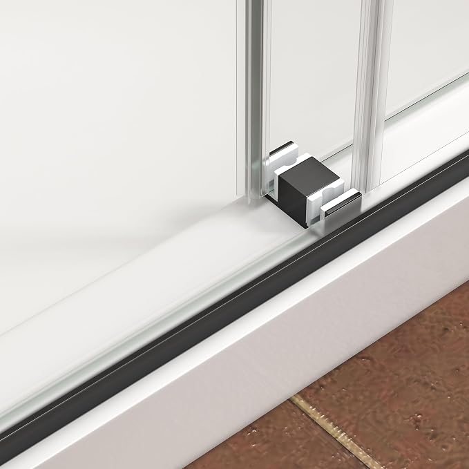 43"-48" W x 76" H Frameless Shower Door,Sliding Shower Door with 5/16"(8MM) SGCC Clear Tempered Glass,Reversible Installation,Nano Explosion-Proof Film,Waterproof Strip,for Bathroom,Matte Black