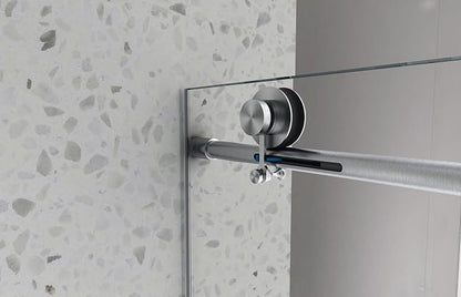 43"-48" Wx 76" H Frameless Single Sliding Shower Door with Adjustable Soft Closing Design and 70MM 304 Large Pulleys,Glass Shower Door W/Explosion-Proof Film Nano Coating,Brushed Nickel