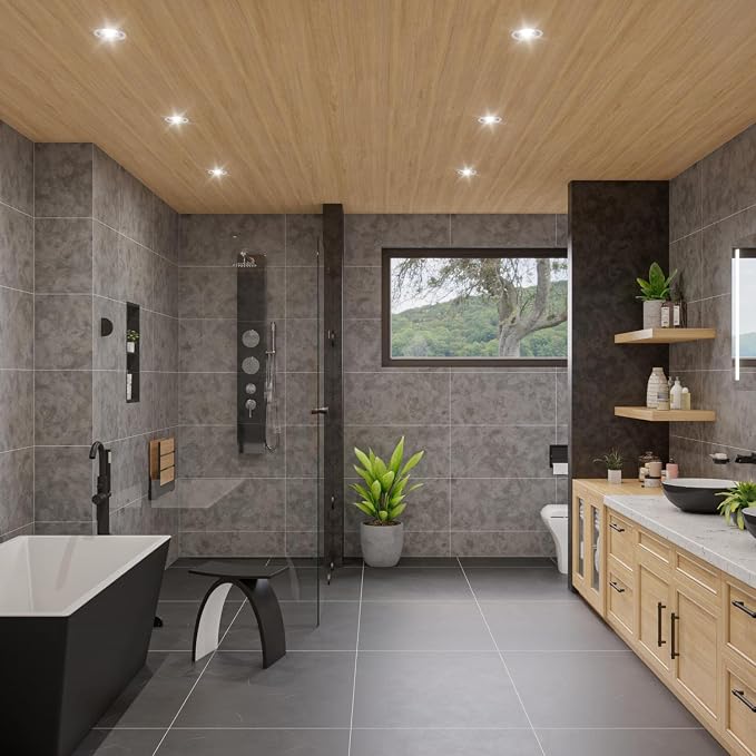 ALFI brand ABSP55B Black Glass Shower Panel with 2 Body Sprays and Rain Shower Head