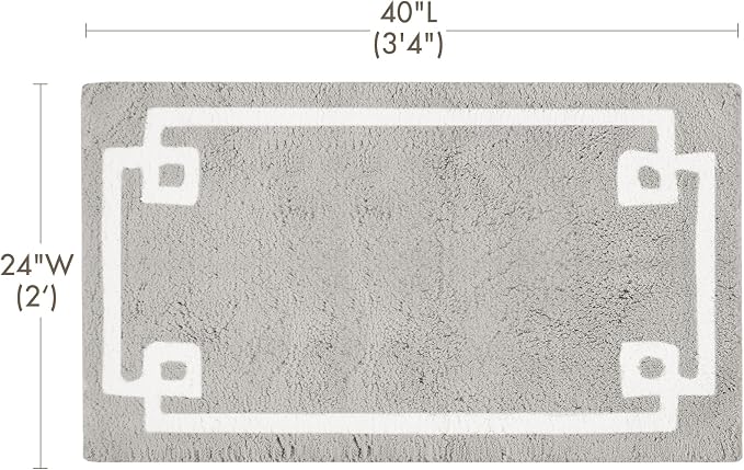 Madison Park Evan 100% Cotton Bath Rug Plush Absorbent, 24" x 40", Grey | Non-slip Backing, OEKO TEX, Luxurious Tufted Plush Bath Mat for Bathroom, Quick Dry, Spa Design Decorative for Shower Room