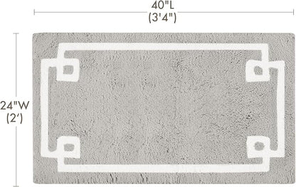 Madison Park Evan 100% Cotton Bath Rug Plush Absorbent, 24" x 40", Grey | Non-slip Backing, OEKO TEX, Luxurious Tufted Plush Bath Mat for Bathroom, Quick Dry, Spa Design Decorative for Shower Room