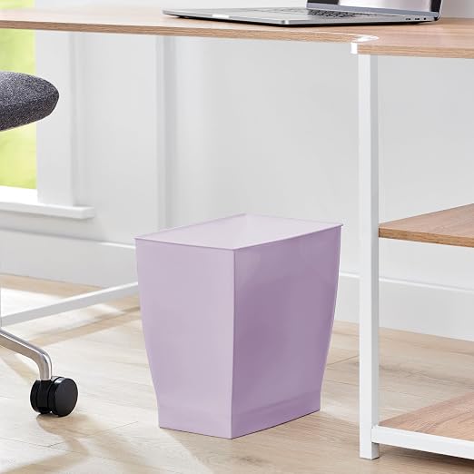 iDesign Small Plastic Bathroom Trash Can, Slim Rectangle Purple | For Bedroom, Office, Dorm, Garbage Bin