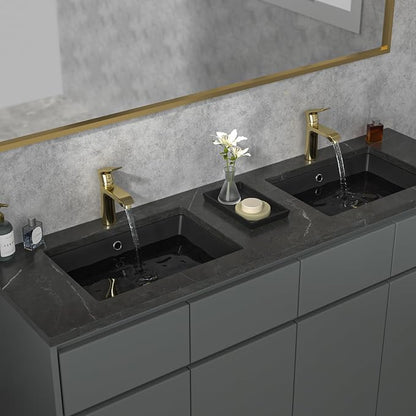 Sarlai Undermount Bathroom Sink - 22"x16" Vanity Sink Black Rectangular Undermount Vessel Sink Porcelain Ceramic Lavatory Vanity Bathroom Sink