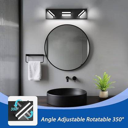 IZORRO LED Modern Bathroom Lights Fixtures(3-Light,Dimmable),Matte Black Acrylic Wall Lighting,Vanity Lights for Bathroom Over Mirror - 6000k 16In （No Assembly Required）