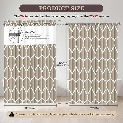 Gelbchu Cream No Hook Shower Curtain with Snap-in Liner, 71 x 74 Inch | Built-In Hooks, Mesh Top Window, Water-Repellent, Machine Washable, Quick Drying, Premium Polyester, Hotel Style, Modern