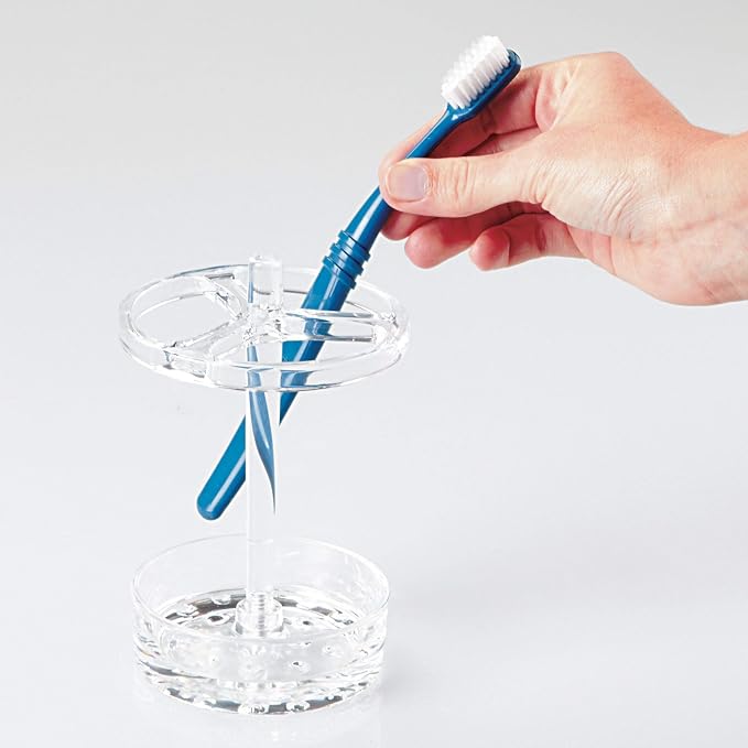 iDesign Toothbrush Holder, Clear | For Normal to Large Toothbrushes, Fits Spin Brushes, Holds Toothpaste