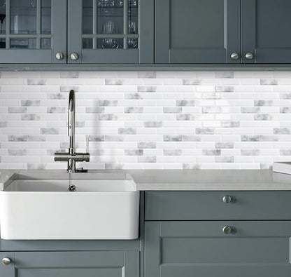 Peel and Stick Backsplash 3D Self Adhesive Wall Tile Grey 10 Sheet | Thick,Sticky,Vinyl,12"x12",Marble,for Kitchen,Bathroom