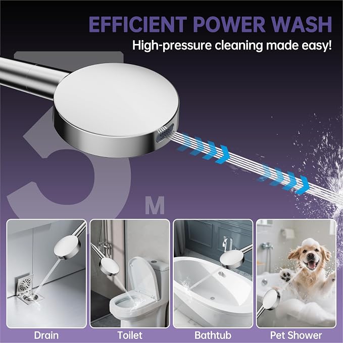 Filtered Shower Head with Handheld,High Pressure Shower Head 6 Spray Modes, ShowerHead with Upgraded Anti-clog Nozzles, Power Wash to Clean Tub,Shower Heads with Stainless Steel Hose