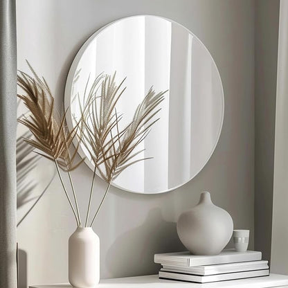 Circle Mirror 26 inch, White Round Mirror, Matte White Metal Frame | High Definition Mirror, Easy installation, Rust-resistant, Suitable for Bedroom, Entryway, Living Room, Hallway, Wall Décor