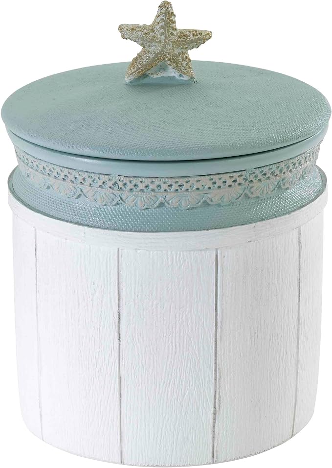 Avanti Linens - Covered Jar, Countertop Organizer, Farmhouse Chic Home Decor (Farmhouse Shell Collection)