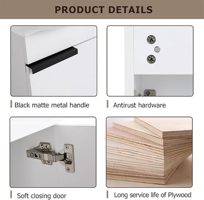Henf 17 Inch Wall Mounted Bathroom Vanity Sink Combo for Small Space,Modern White Vanities Set with Ceramic Sink Top,Hanging Garage Vanity w/Sink, Floating Small Bathroom Cabinet Compact