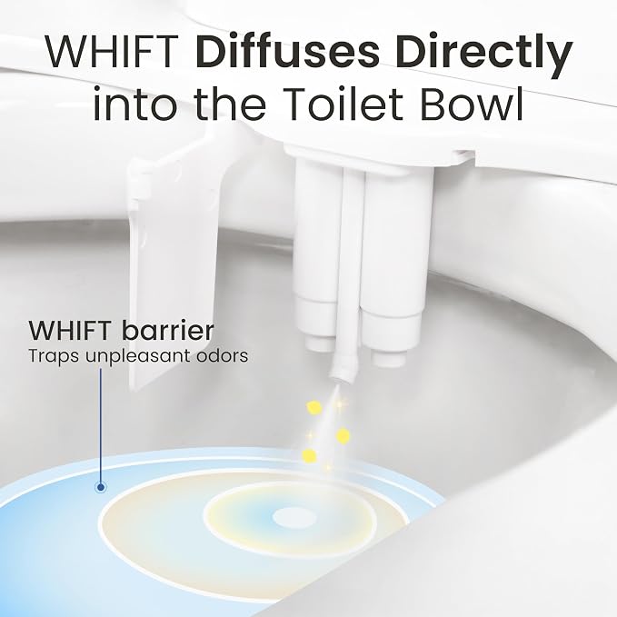 LUXE Bidet WHIFT 320 - Warm Water Deodorizing Bidet Attachment, Chrome | Non-Electric, Built-In Deodorizing Spray, Warm Water, Lemon Refill Included, Easy Slide-In Install, Rear & Feminine Wash