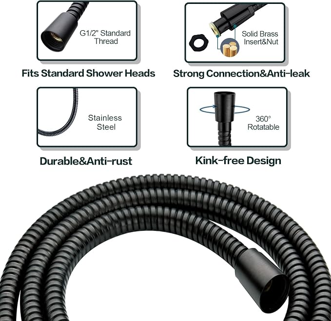 BRIGHT SHOWERS High Pressure Shower Head with Handheld, Oil Rubbed Bronze Dual Showerhead Combo with Rainfall Spray, Detachable Hand Held Shower, 60" Stainless Steel Hose
