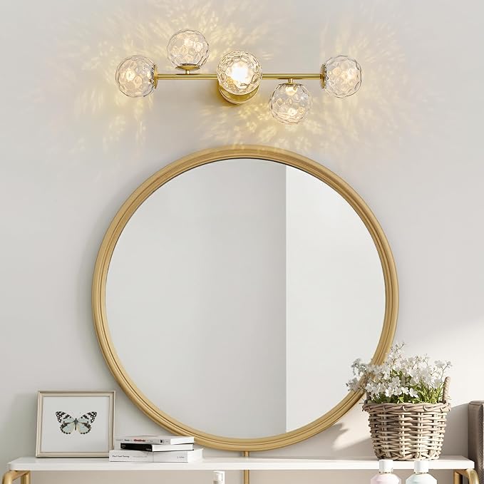 ALIYIQI LED Bathroom Vanity Light Fixtures,Brushed Gold Brass Bathroom Light Fixtures