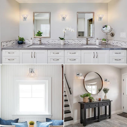 Chrome Wall Sconce 1 Light Bathroom Vanity Light Modern Wall Light Fixture for Bathroom