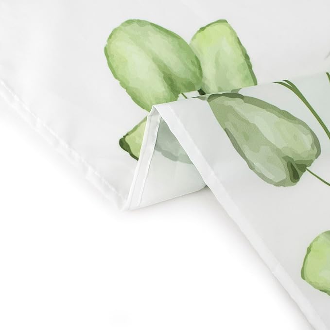 HVEST Sage Green Eucalyptus Shower Curtain for Bathroom, Spring Green Leaf and Pink Floral Hummingbird on White Shower Curtain with Hooks Nature Plant Bathroom Curtains Shower Set, 72L X 60W inches