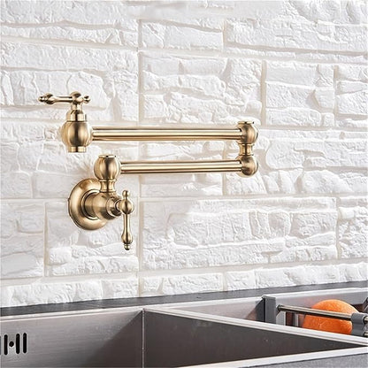 Single Handle Bathroom and Kitchen Faucet Cold Water Folding Basin Tap Single Hole Installation(Brushed Gold)