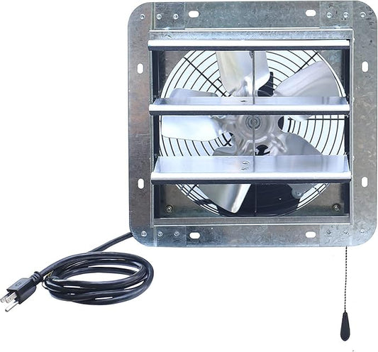 iLiving ILG8SF10V-T, 10 inch Shutter Exhaust Attic Garage Grow, Ventilation Fan with 3 Speed Thermostat 6 Foot Long 3 Plugs Cord, 10" - Variable, 600 CFM, 900 SQF Coverage Area, Silver
