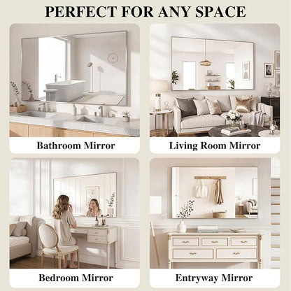 Koonmi Silver Rectangle Wall Mirror, 20x30 Inch Bathroom Mirror, Aluminum Frame Vanity Mirror for Entryway, Living Room, Bedroom Bathroom, Hangs Horizontally or Vertically