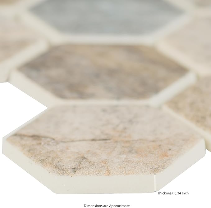 MSI Stonella Hexagon 11.25 in. x 12.75 in. x 6 mm Textured Glass Mesh-Mounted Mosaic Tile for Bathroom, Kitchen Backsplash, Accent Wall Tile, and Shower Wall Tile