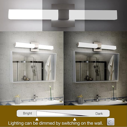 LED Vanity Light 24.2" Frosted White Acrylic Brushed Nickel for Bathroom Vanity Lighting Fixtures Cool White 6000K